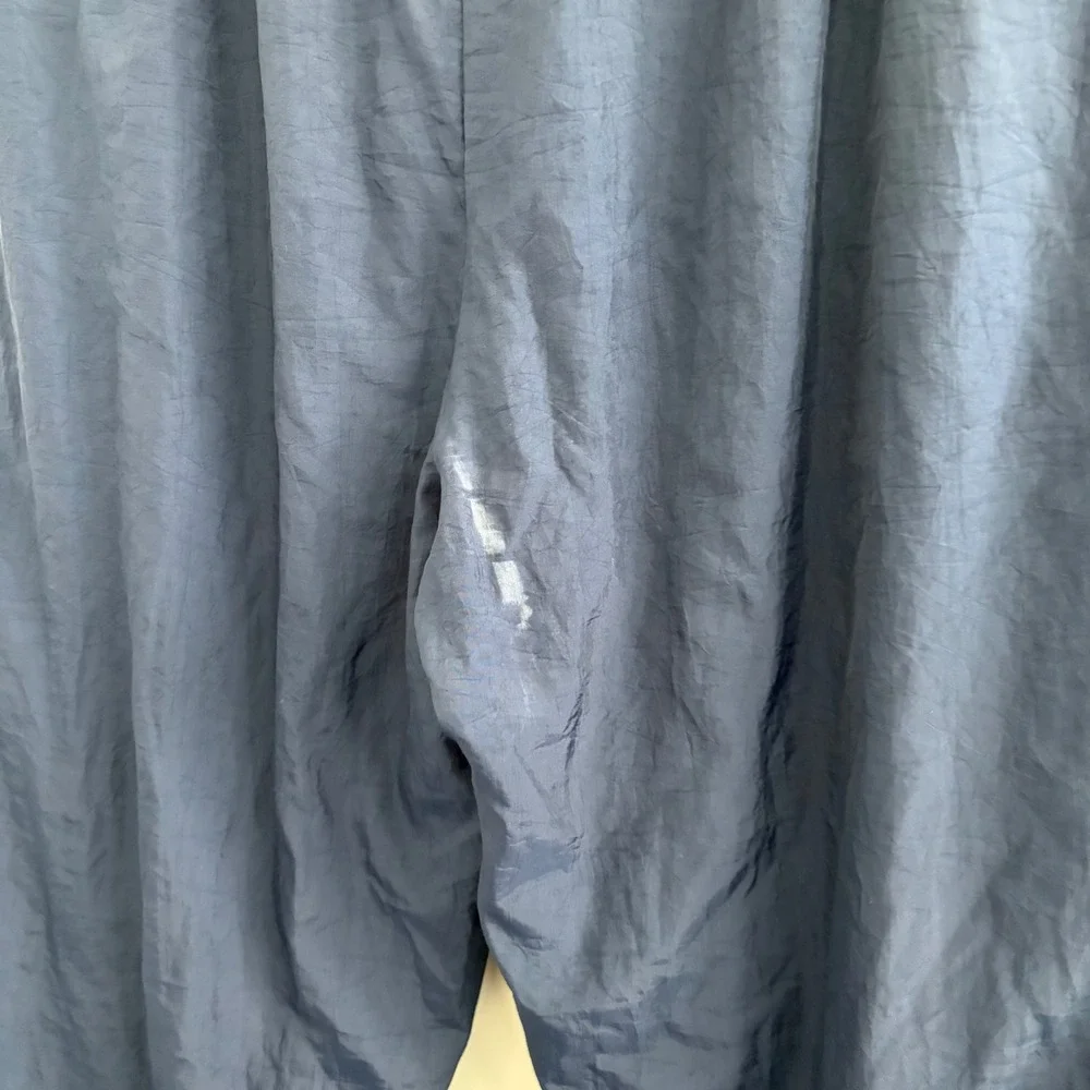 Reebok Mens Vintage Nylon Track Pants Navy Blue Elastic Waist XL